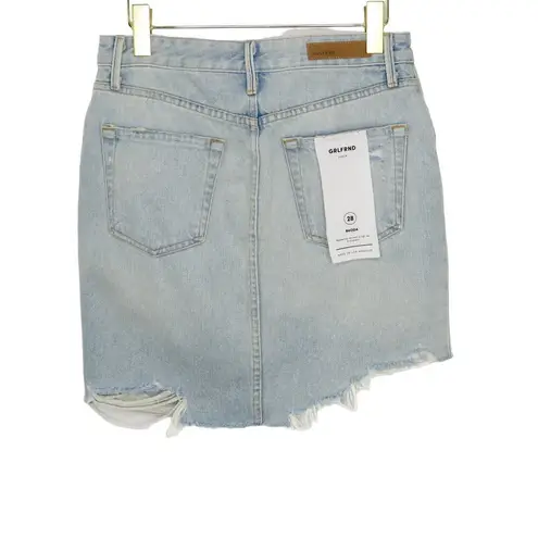 GRLFRND Revolve Rhoda Ripped Denim Skirt in I Got Mine Lightwash Mini Skirt 28