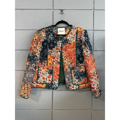 Women's &merci Quilted Patchwork Jacket size M Blue Size M