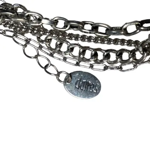 Faux Turquoise Silver Tone Chain Layered Choker Claire’s Necklace Boho 12