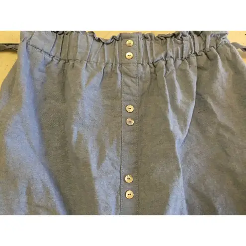 Denim Jean Skirt Tie Bow Mini Short Wrap Lined Small USA Short Juniors Festival Blue