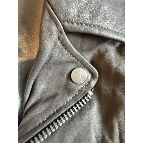Doma Leather Jacket Genuine Lamb Leather Gray Moto Biker Womens Large