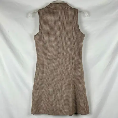 Neiman Marcus Houndstooth Sleeveless Zip Collared Dress 7/8