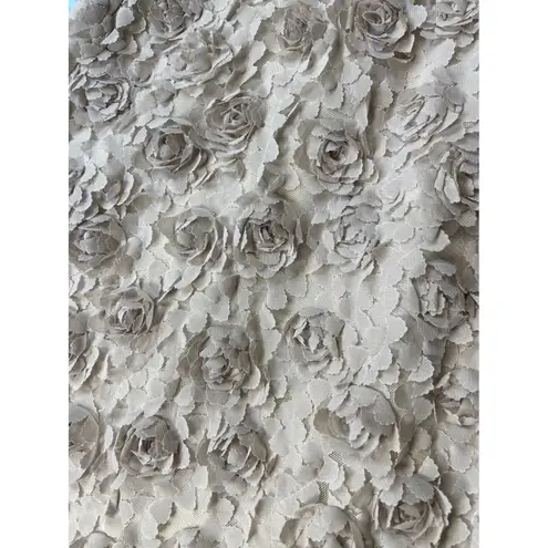 IDA SJOSTEDT 147 Elissa Dress 3D Floral Embellished Tulle Cap Sleeve Midi Dress Tan Size XL