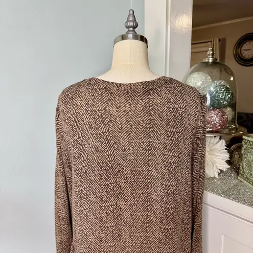 Talbots Herringbone Angora Cardigan Sweater Brown Tan Size XL