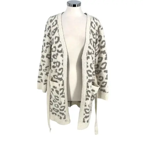 Comfyluxe Leopard Print Luxury Soft Robe Cream Ivory Gray One Size NWT