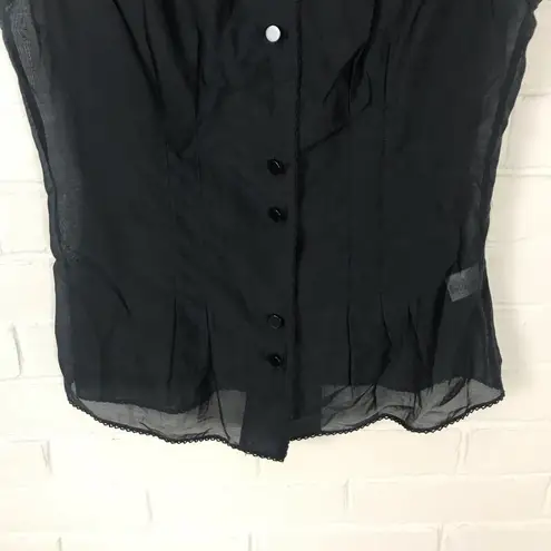 Isaac Mizrahi For Target Y2K Sheer Black Button Down Tank Top Size XS