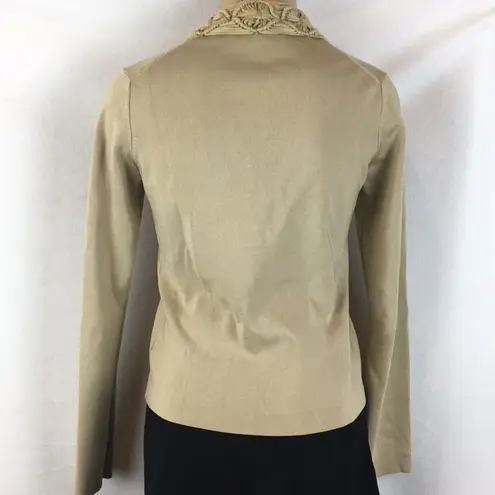 Lafayette 148 Tan Braided Trim Long Sleeve Sweater XSP