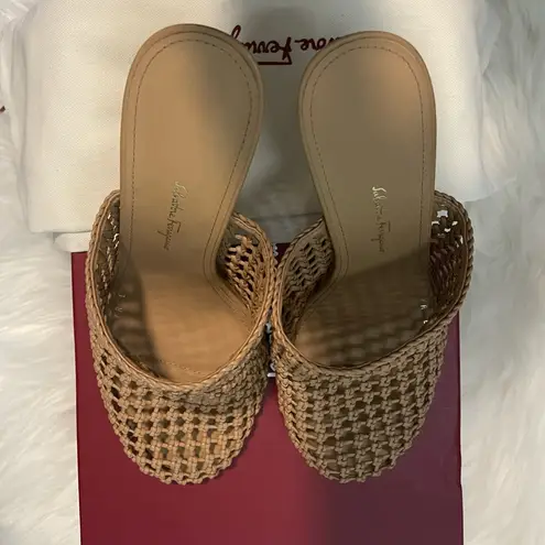 Salvatore Ferragamo Ellas X5 Beige Slip On Caged High Heel Sandals, 9