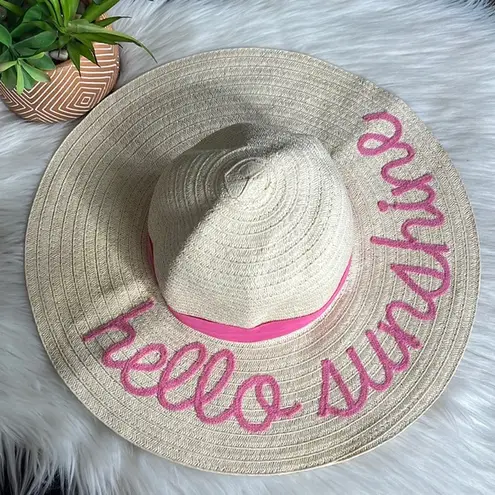 accessory depot • hello sunshine embroidered straw sun hat