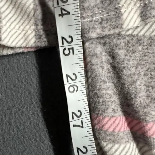 Ellen Tracy Pajama Set Womens Small Gray Pink Plaid Flannel Pajama Set Sleepwear