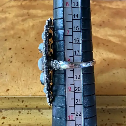 Natural White Buffalo Sterling Silver Cocktail Ring Size 8