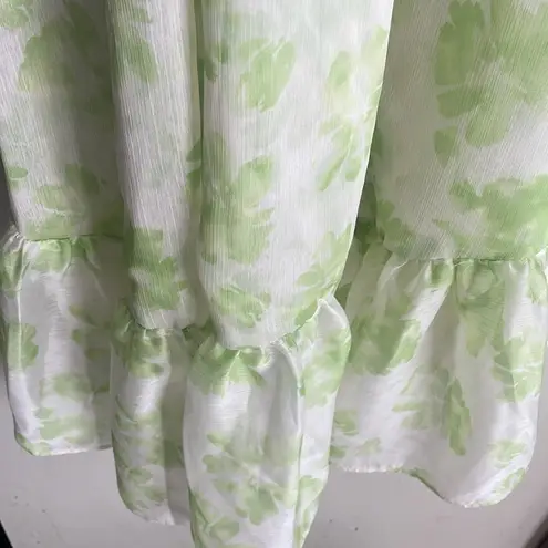 MISA Los Angeles Misa Rumi Asymmetric Floral-print Chiffon Dress In Honeydew