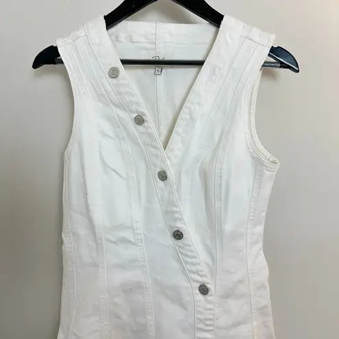 Rails Strand Asymmetric Denim Button-Up Dress in Salt White Size Small