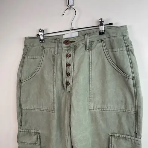 One Teaspoon ‎ Olive Straight Leg Cargo Utility Pant With Exposed Button Fly