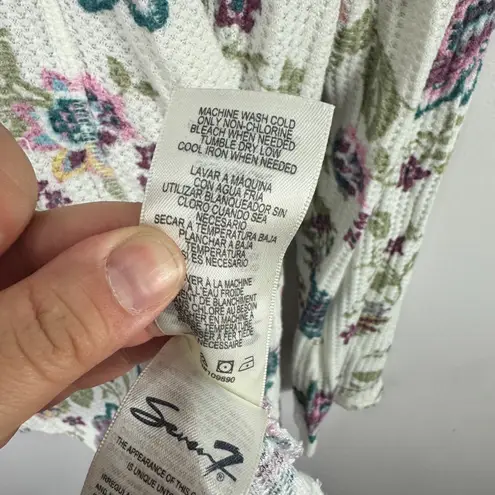 Seven7 Thermal Top XL Ivory Floral Boho Handkerchief Hem Festival Fairy Y2K