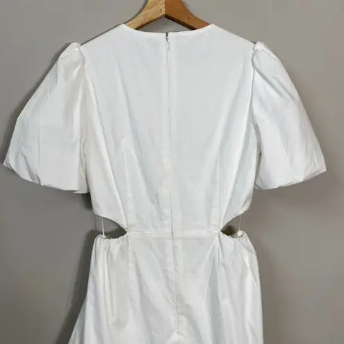 WAYF Puff Sleeve Cutout Ruffle Mini Dress Womens Small* White Fit & Flare Bridal
