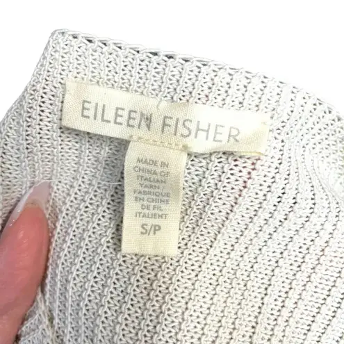 Eileen Fisher  Mixed Knit Tunic Sweater Top Bone‎ Gray Cream Size Small