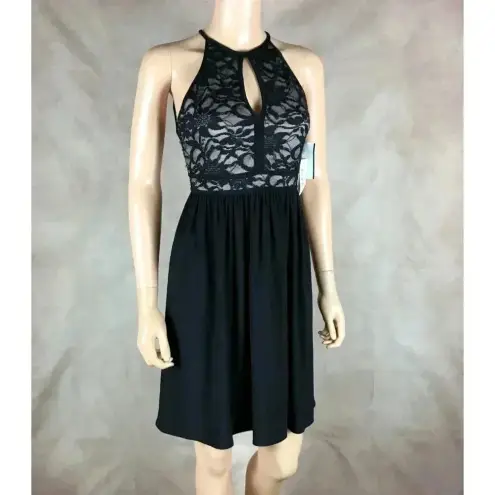 Juniors' Glitter Lace Black Mini Party Dress NWT 1/2 Size undefined