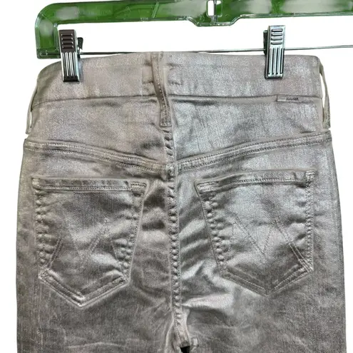 MOTHER The Looker High Waist Skinny Jeans Silver Lining Size 24 NWT Metallic