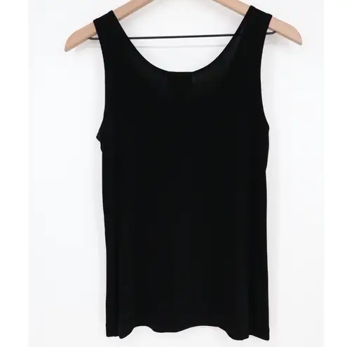Chicos Travelers Black Tank Top Size 1 Acetate Spandex Sleeveless Basic