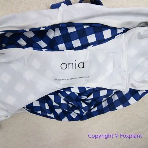 ONIA NEW Raquel blue white gingham check raquel one piece swimsuit, size M