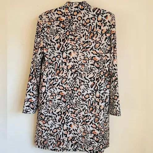 Dennis Basso Printed Twill Button Front Jacket - Leopard Print - Size S