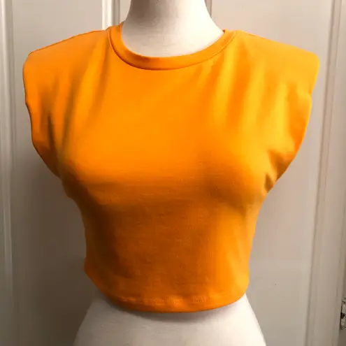 ZARA NWT  Orange Shoulder Padded Crop Top