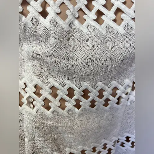 Alberto Makali Albert Makali Cream Off The Shoulder Sheer Lace Dress Size 6