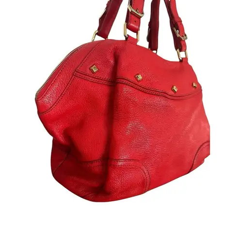 MCM Authentic Red Leather Pebble Handbag Purse Pocketbook Medium Sized READ