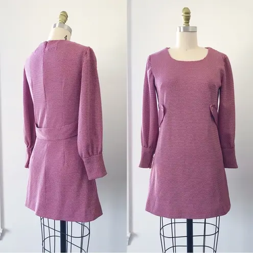 vintage • 1960s mod mini dress micro burgundy maroon poly knit gogo 60s 70s Size XS