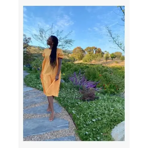 Peter Som Collective Marigold Tiered Midi Dress in Yellow 4 Womens