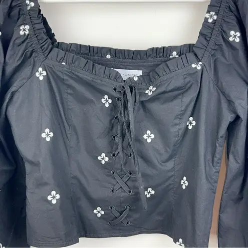 Lost + Wander Nightshade Long Sleeve Top Black White One Size