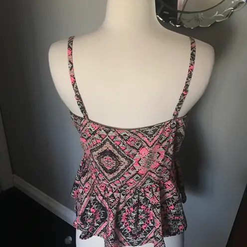 B Jewel Peplum Tribal Pattern Tank Top