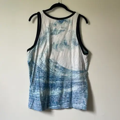 American Apparel  Planet Hollywood Blue White Tie Dye Sleeveless Tank Top Large