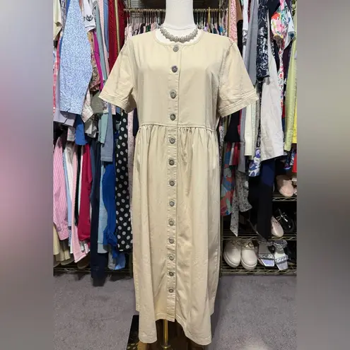 Blair Tan Buttoned Midi Sundress