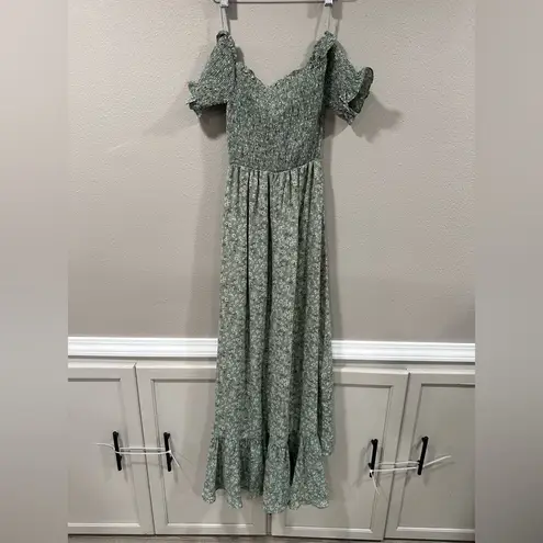 NWT Perdita Smock Top Floral Maxi Dress From Francesca’s Green Size XS