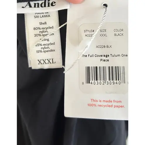 ANDIE Swim The Full Coverage Tulum One Piece in Black XXXL NWT