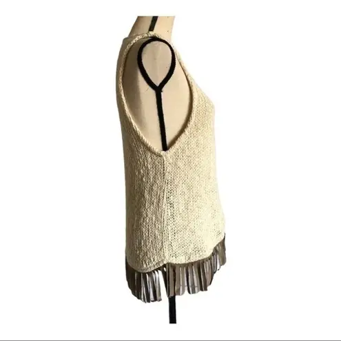 Astars Bonfire Festival Hippie Fringe Knit Vest Size S Brown