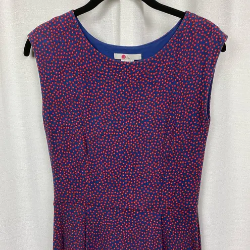 Boden USA Boden Blue&Red Floral Marina Jersey Midi Dress Sz.4R