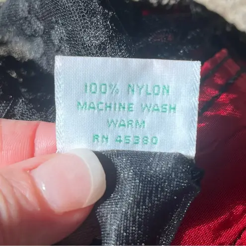 Vintage Nani Flower Lingerie Sz Small Red Black Satin Floral Lace Teddy Bustier