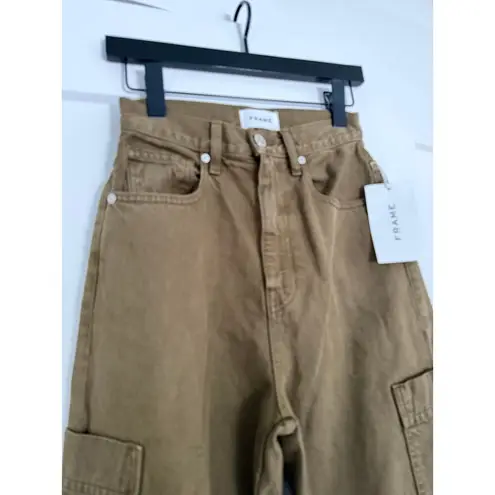 Frame $288 New High Waist Baggy Pocket Wide Leg Jeans - Green - 25