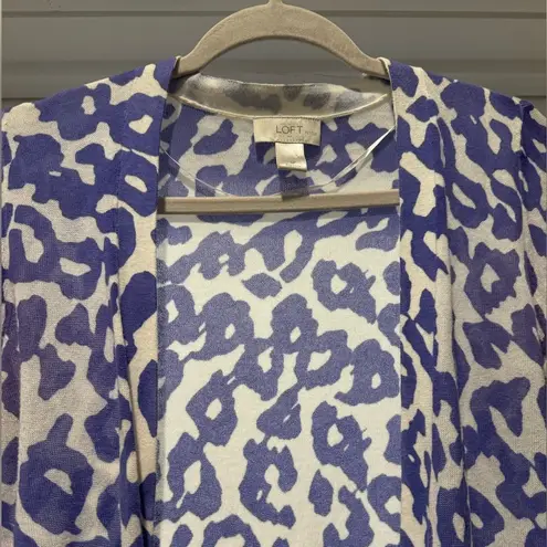 Loft ANN TAYLOR  Petites Size SP Purple Animal Print Cardigan Y2K Office