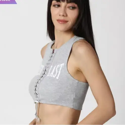 Everlast  Gray Lace-Up Dance Streetwear Crop Top