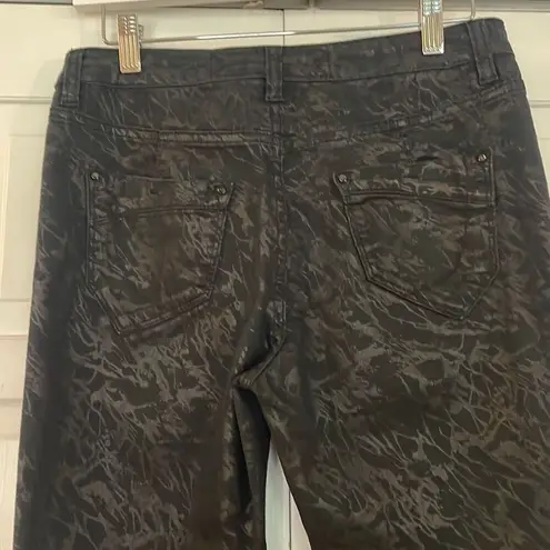 Karen Millen printed metallic black skinny jeans size 6