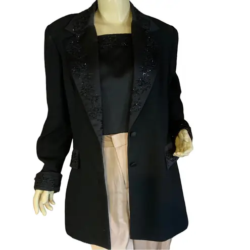 VINTAGE 1990'S MAXIE KLEIN BLACK BEADED & SEQUINS COCKTAIL BLAZER (12)