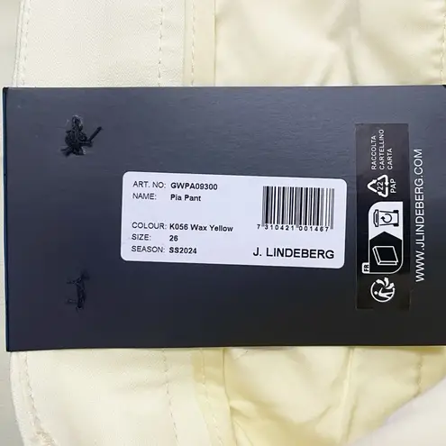 NWT J. Lindeberg Pia Golf Pant Women’s Size 26 2 Wax Yellow Sports Athletic NEW