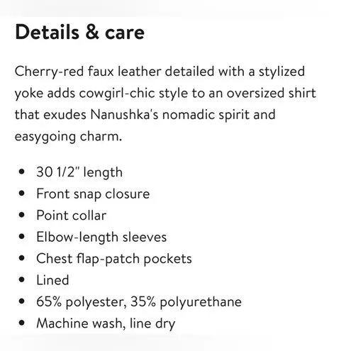 NWT | Nanushka Seymour Faux Leather Shirt Red