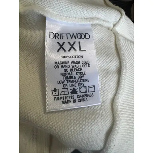 Driftwood Embroidered Zip-Up Hoodie Sweatshirt Cream NWT XXL