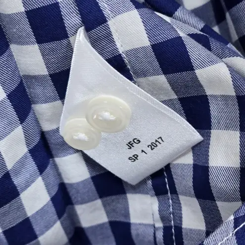 UNTUCKit Women's Blue White Gingham Belleza Button Up Long Sleeve Shirt 2 NIB