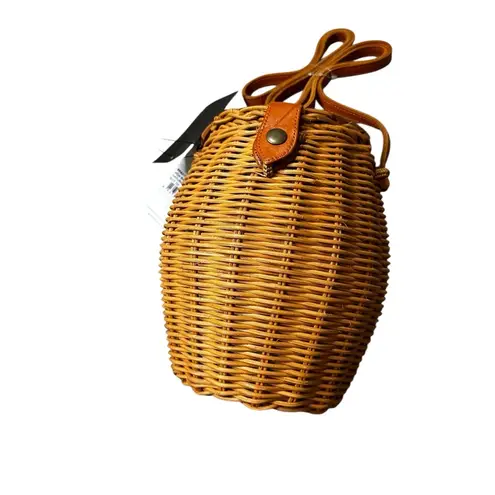 Faithfull the Brand Vida Bag Natural Woven wicker Tan Honeycomb Basket Bag NEW